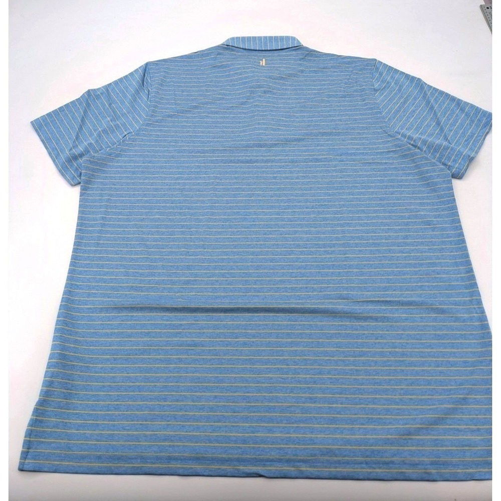 Johnnie O Men XXL Blue Yellow Striped Short Sleeve Performance Golf Polo Shirt - Picture 2 of 9